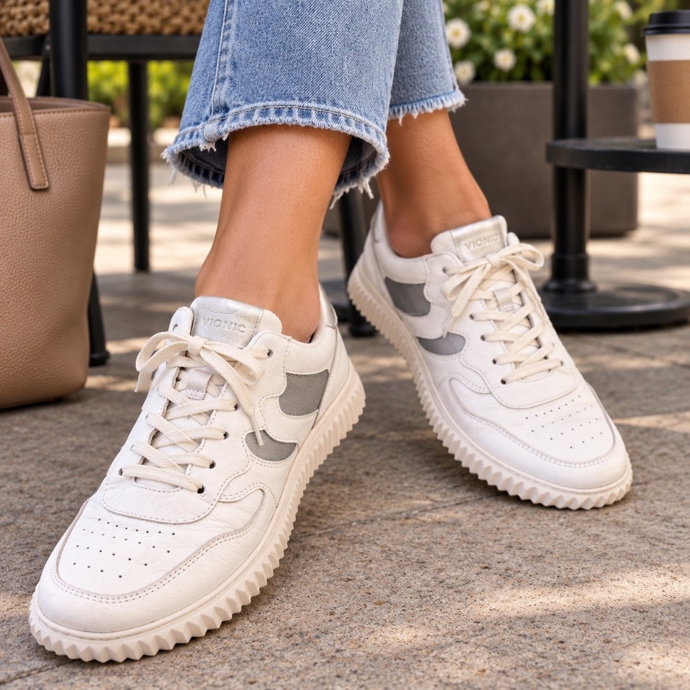 Voile Blanche White‎ Leather Silver Metallic Chunky Platform Sneakers Size 40